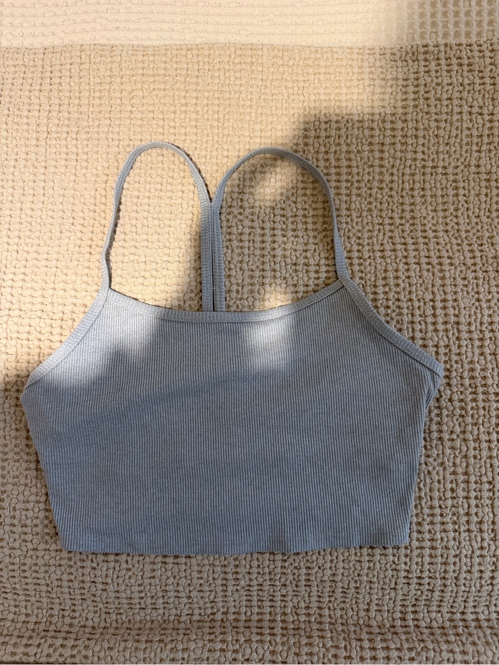 ALO Yoga Ribbed Bandeau Crop Top - Light Blue